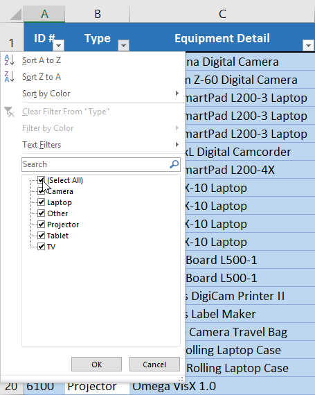Picture 4 of Excel 2019 (Part 19): Filtering Data