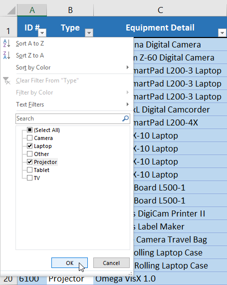 Picture 5 of Excel 2019 (Part 19): Filtering Data