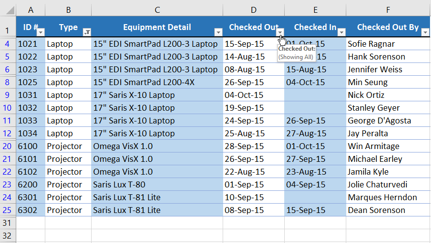 Picture 8 of Excel 2019 (Part 19): Filtering Data