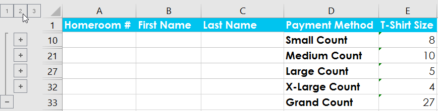 Picture 13 of Excel 2019 (Part 20): Grouping and Subsummary