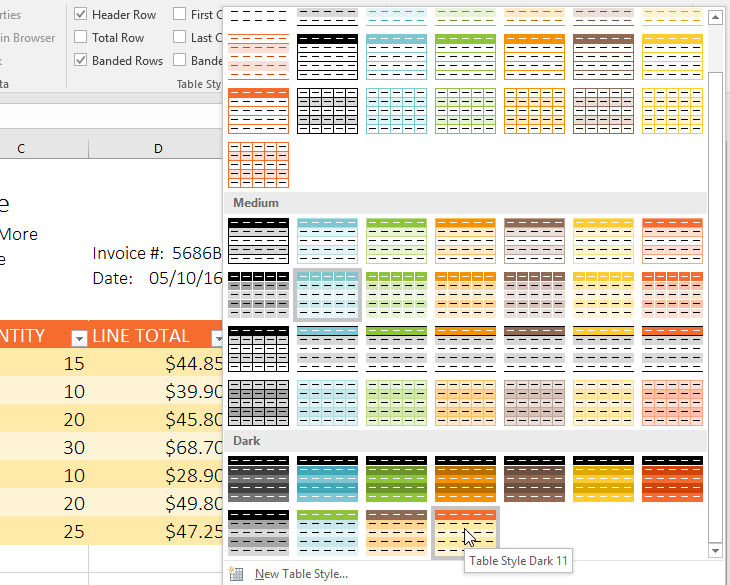Picture 10 of Excel 2019 (Part 21): Tables