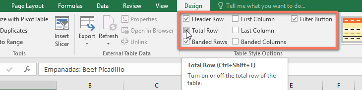 Picture 12 of Excel 2019 (Part 21): Tables