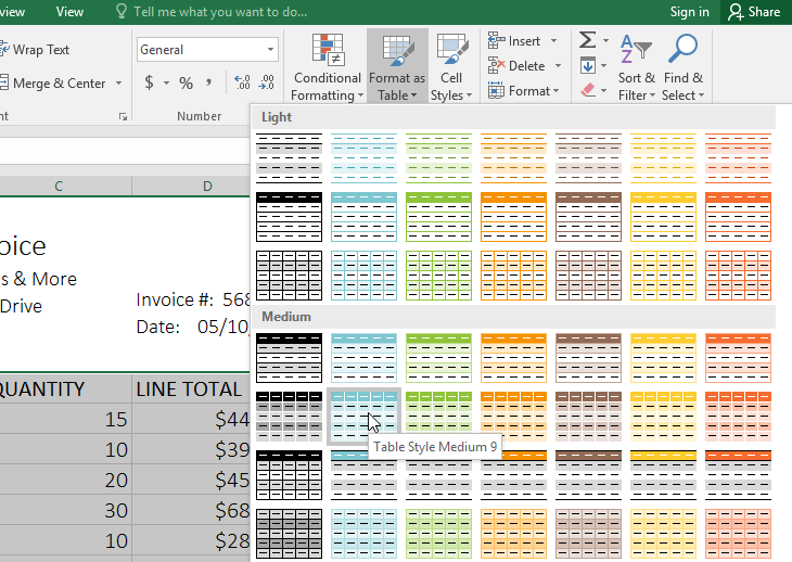Picture 3 of Excel 2019 (Part 21): Tables