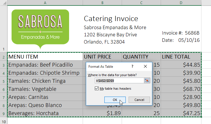 Picture 4 of Excel 2019 (Part 21): Tables