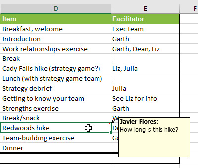 Picture 10 of Excel 2019 (Part 24): Comments and Co-authors