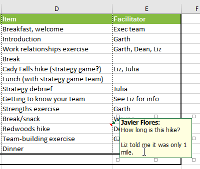 Picture 12 of Excel 2019 (Part 24): Comments and Co-authors