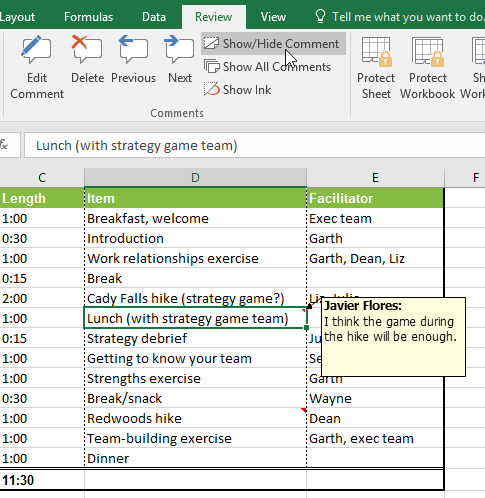 Picture 15 of Excel 2019 (Part 24): Comments and Co-authors