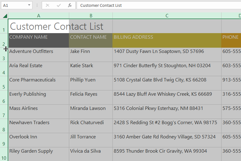 Picture 11 of Excel 2019 (Part 5): Modifying Columns, Rows, and Cells