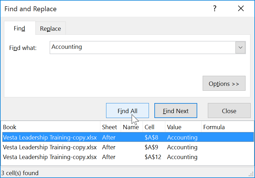 Picture 3 of Excel 2019 (Part 9): The Find & Replace Feature