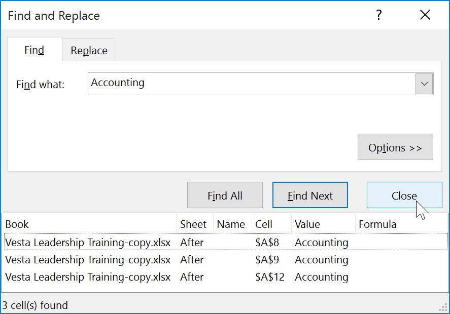 Picture 4 of Excel 2019 (Part 9): The Find & Replace Feature