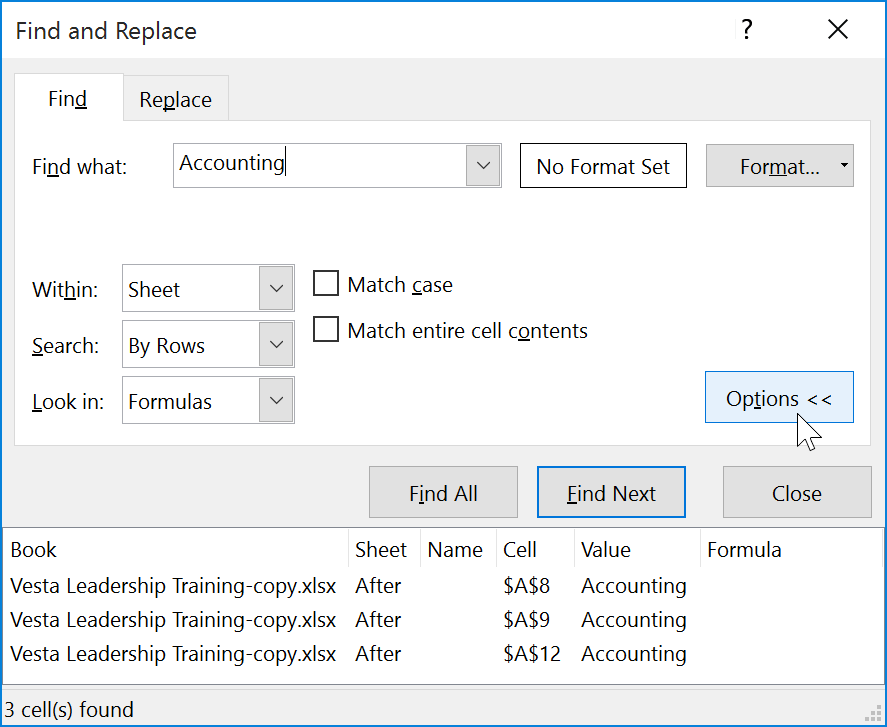 Picture 5 of Excel 2019 (Part 9): The Find & Replace Feature