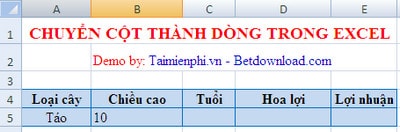 Excel - Convert columns to rows in Excel Picture 2