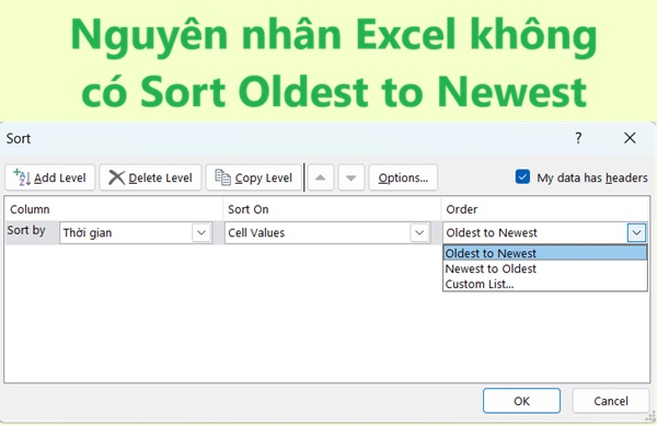 Excel does not have Sort Oldest to Newest, what should I do? Picture 1