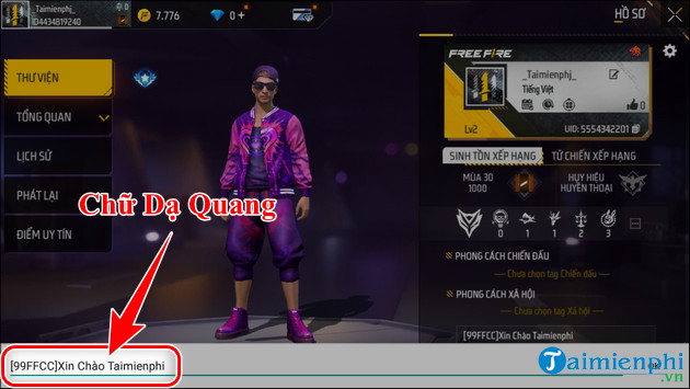 FF color palette, how to chat and create Free Fire signature with colored text Picture 4