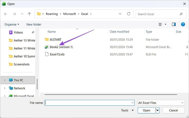 Instructions on how to recover deleted Excel files. Picture 2
