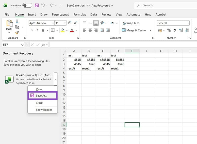 Instructions on how to recover deleted Excel files. Picture 3