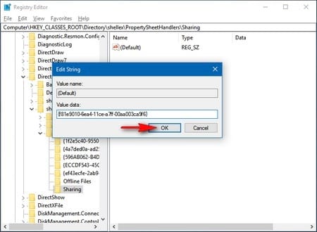 Picture 5 of Fixing the missing Sharing tab in Windows 10 Folder Properties