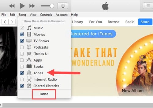 Picture 4 of Fixing the issue of not seeing the Tones ringtone option in iTunes when creating iPhone ringtones.