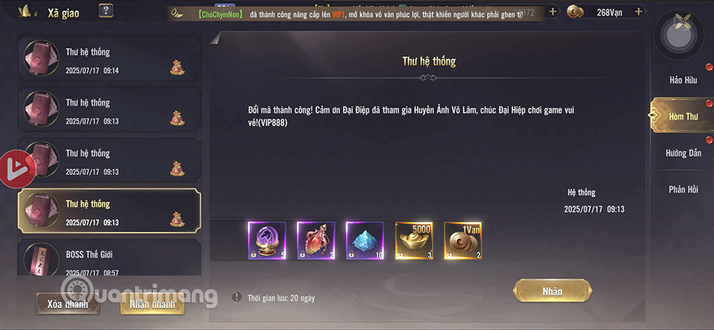 Full giftcode Huyen Anh Vo Lam latest and how to exchange code for reward Picture 4