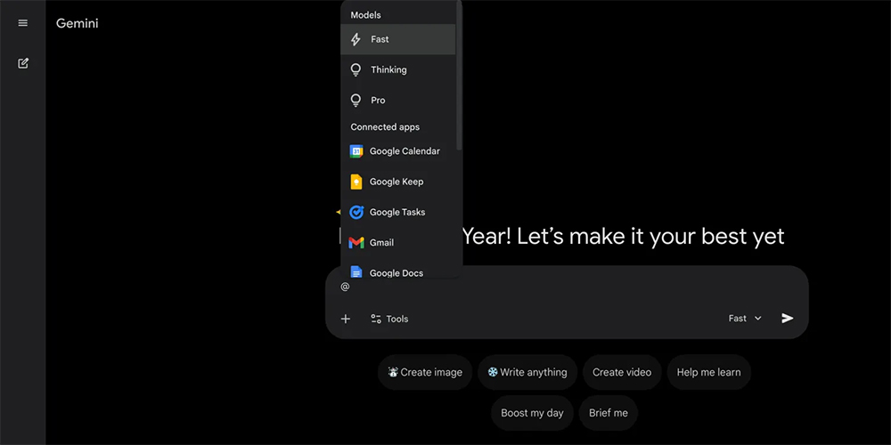 Gemini offers faster model switching speeds from the @ menu. Picture 1