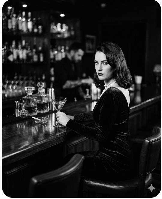 The Gemini prompt creates black and white images in the style of film noir. Picture 3