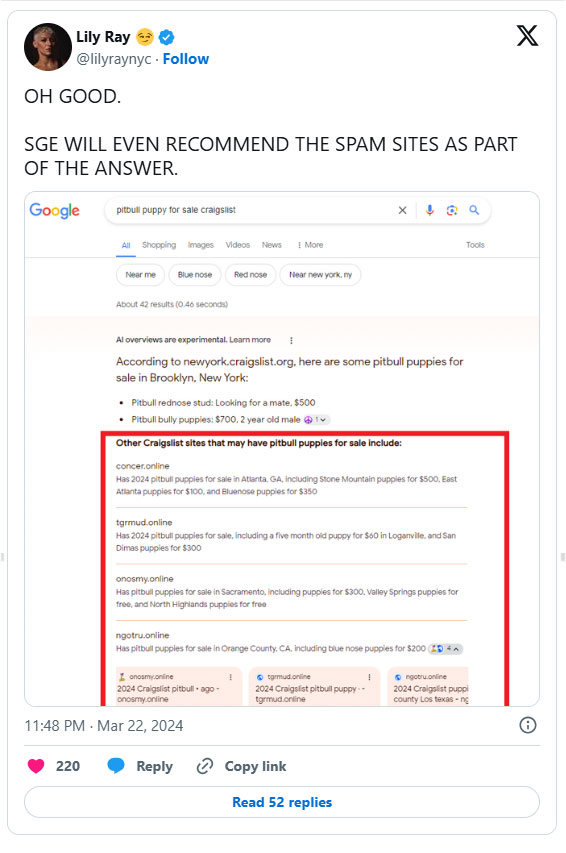 Gemini takes users straight to a scam site after web search Picture 3