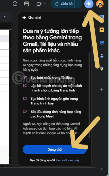 Instructions on using Gemini to create images in Sheets Picture 1