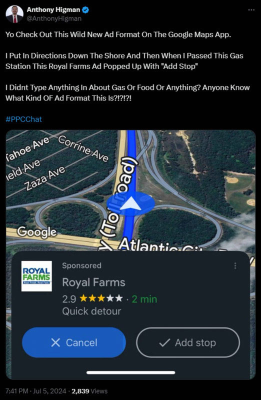 Google Maps tests ads that automatically pop up when users are driving Picture 1