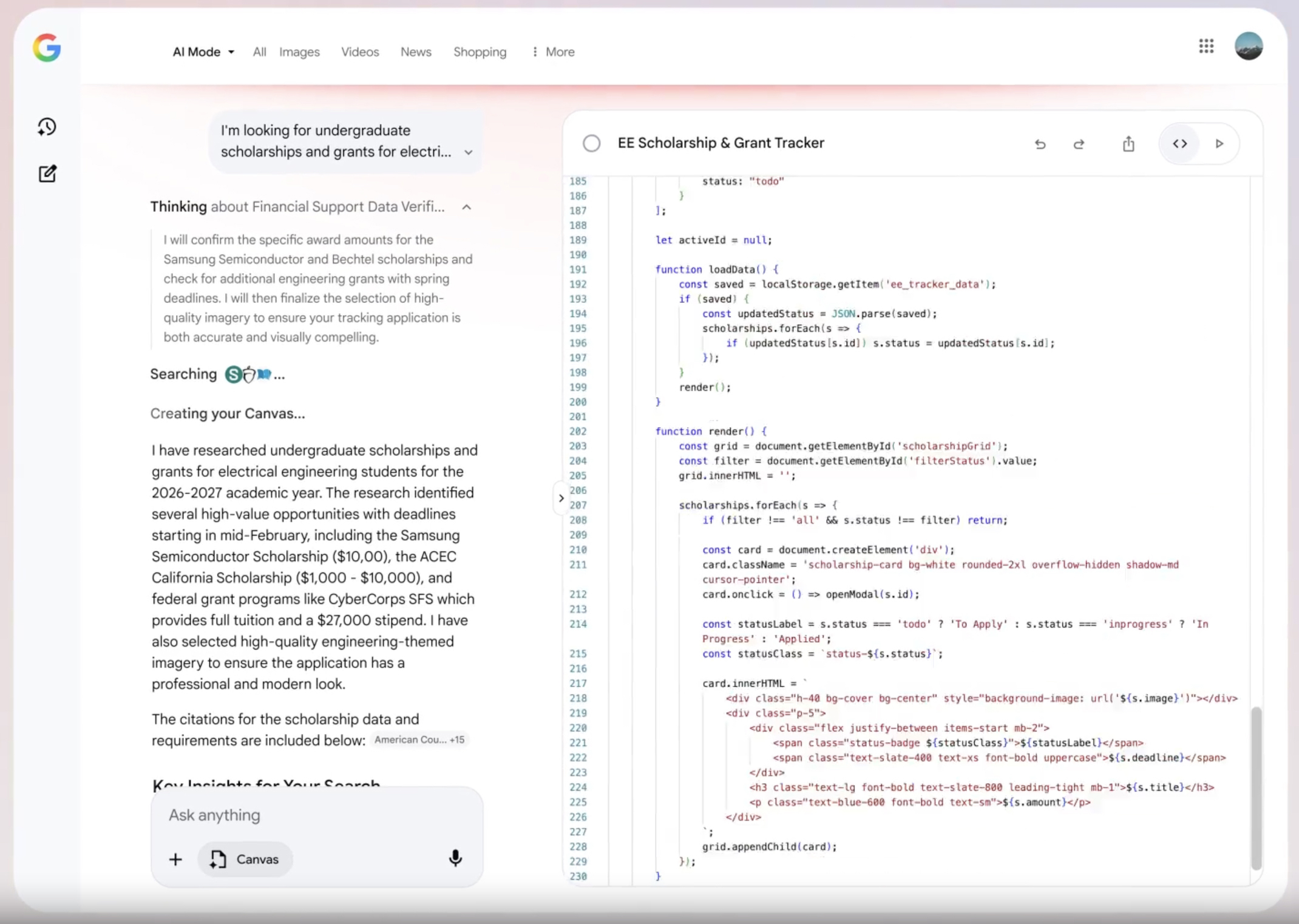 Google Search upgrades its AI Mode: Canvas can now write, plan, and program applications. Picture 2