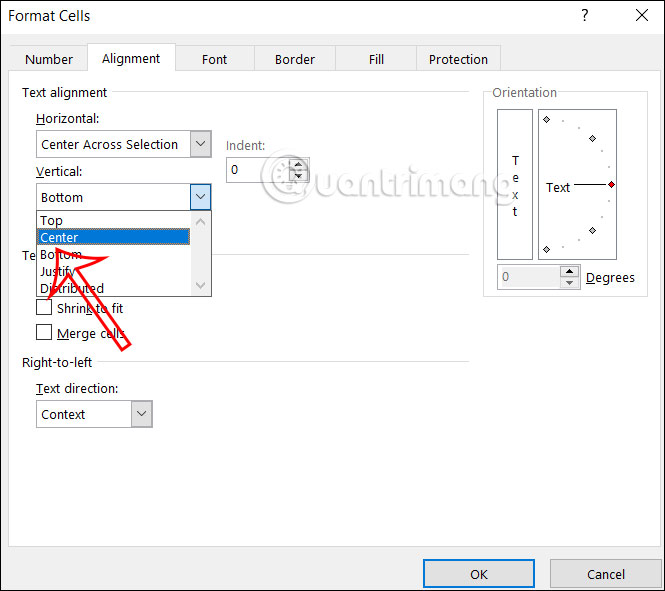 Picture 4 of Instructions on centering in Excel without merging cells.