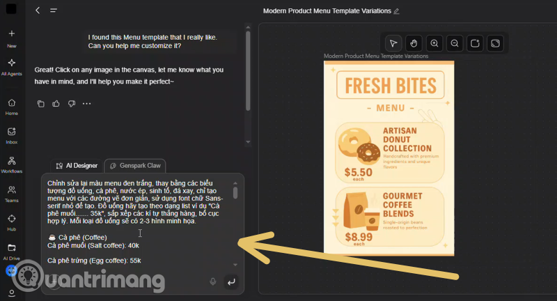 Guide to creating free restaurant and cafe menus with Genspark AI Picture 4