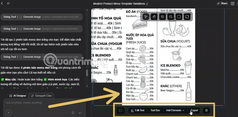 Guide to creating free restaurant and cafe menus with Genspark AI Picture 5