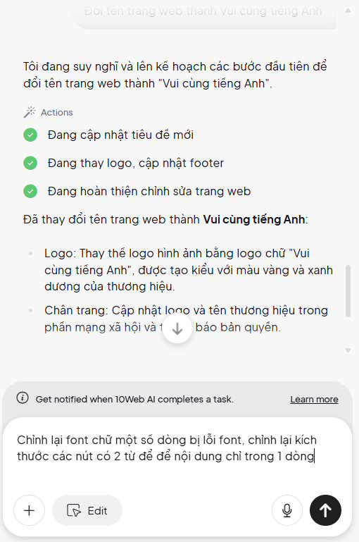 Picture 6 of Guide to creating a website using 10Web AI
