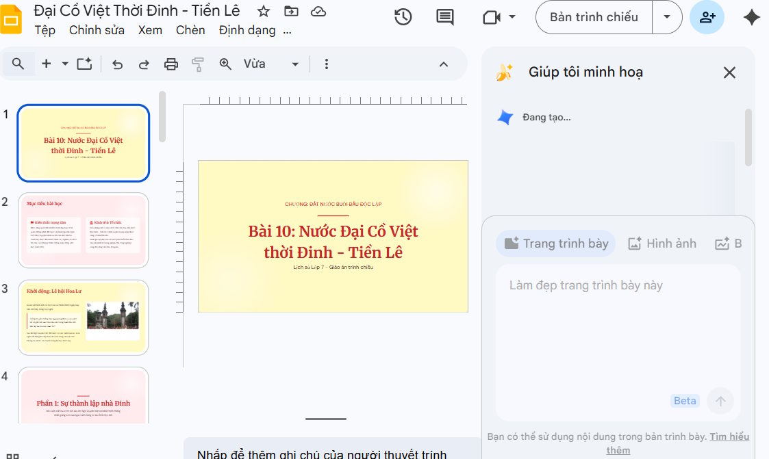 Picture 6 of A guide to creating presentation slides quickly using Gemini.