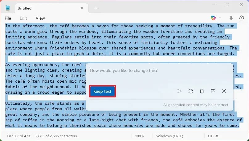 Instructions for creating text using AI on Notepad Windows 11 Picture 3