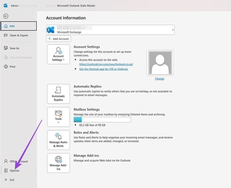 Instructions on how to fix Outlook freezing when attaching files. Picture 2