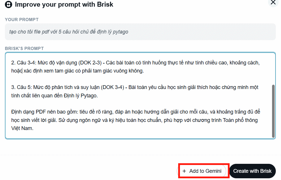 Picture 2 of Guide to improving prompt quality using Brisk