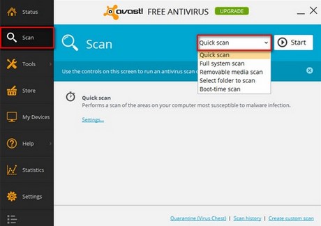 Picture 1 of Guide to removing viruses using Avast Antivirus