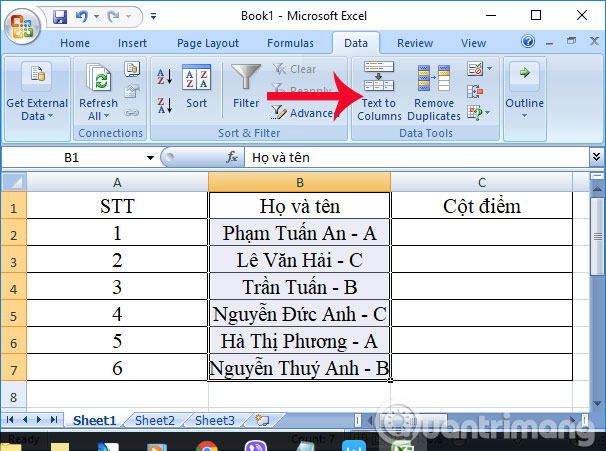 Picture 10 of Guide to splitting column data in Excel - into 2 or more columns in a table