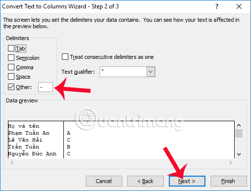 Picture 12 of Guide to splitting column data in Excel - into 2 or more columns in a table