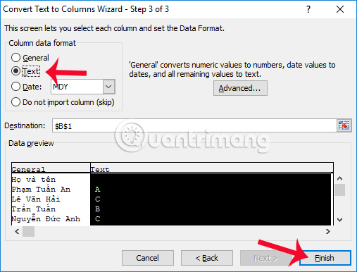 Picture 14 of Guide to splitting column data in Excel - into 2 or more columns in a table