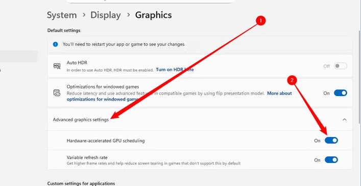Instructions to enable Hardware Accelerated GPU Scheduling Windows 11 Picture 3