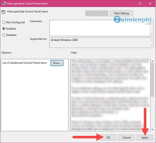 Hide Control Panel on Windows 10 using Group Policy Picture 6
