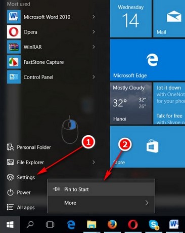 Picture 6 of How to access Settings in Windows 10, how to open Settings on Windows 10.