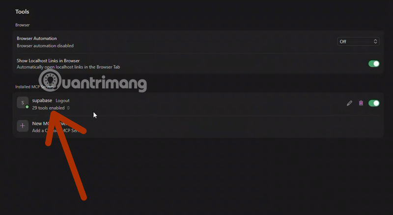 Picture 6 of How to activate Supabase in Cursor