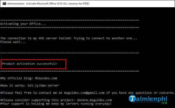 How to Active Office 2016, activate permanent copyright using CMD Picture 5