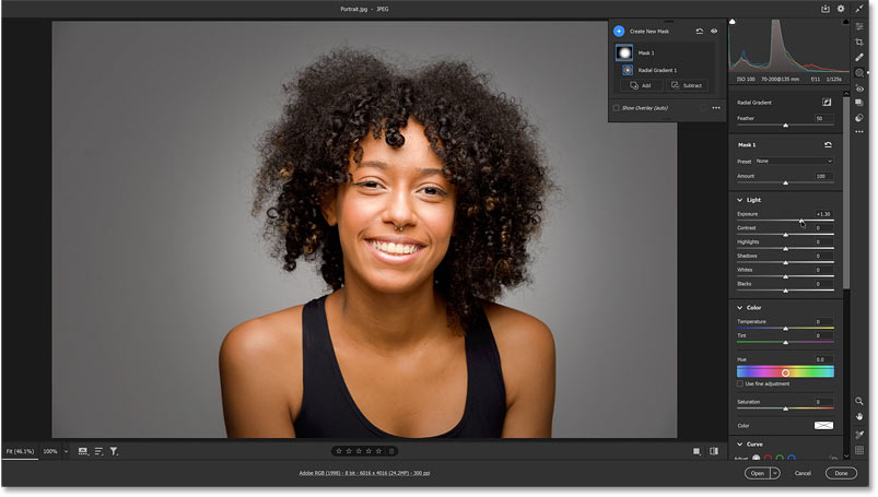How to add a spotlight effect behind your subject using Adobe Camera Raw Picture 12