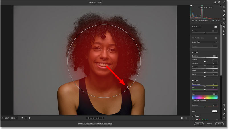 How to add a spotlight effect behind your subject using Adobe Camera Raw Picture 7