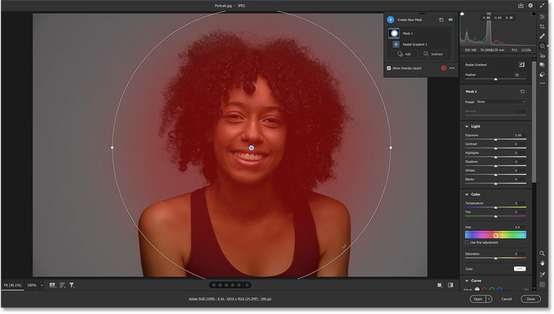 How to add a spotlight effect behind your subject using Adobe Camera Raw Picture 8