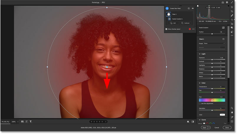 How to add a spotlight effect behind your subject using Adobe Camera Raw Picture 9